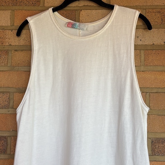 Free People Beach oversized Sleeveless Cream Maxi Sweatshirt Dress Pockets S - Picture 7 of 9
